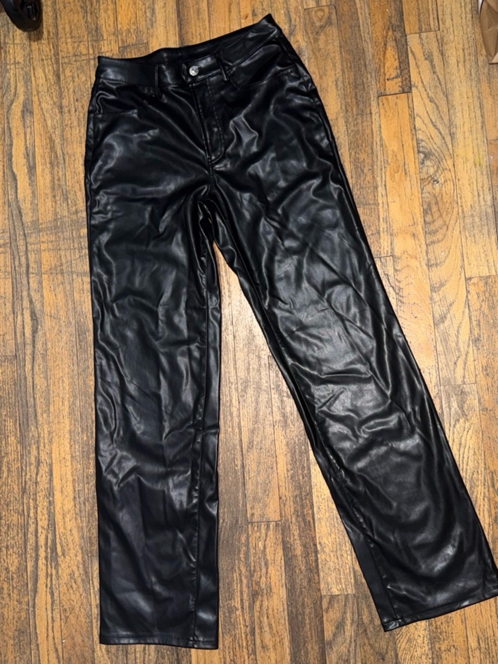 Black Faux Leather Womens Pants